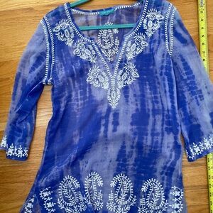 Blue Embroidered Women's Top